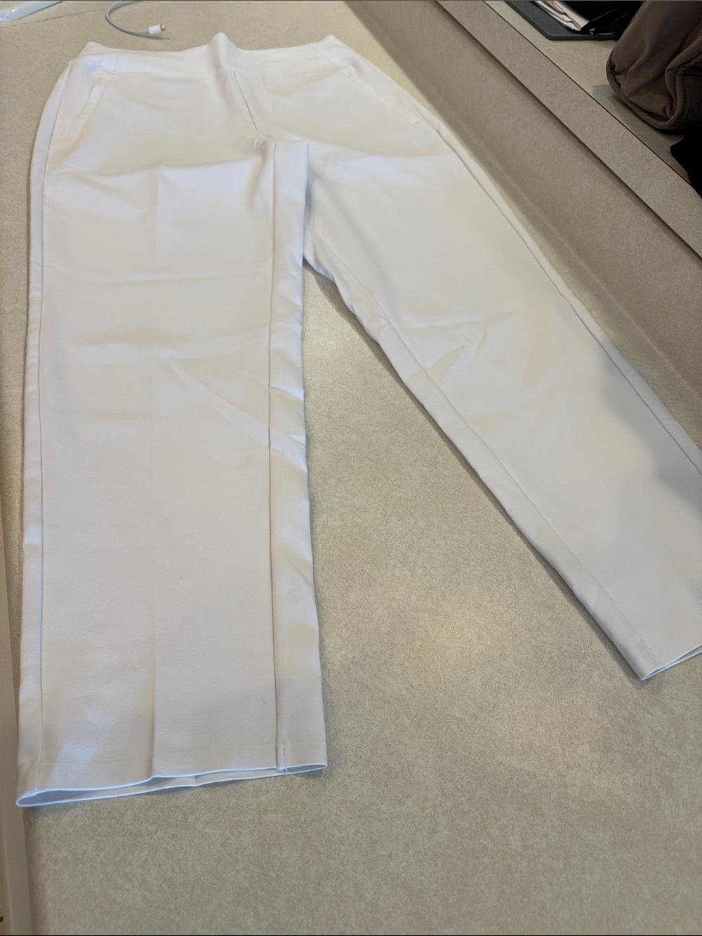 Athleta White Straight-Leg Women's Pants with Tailored Crease